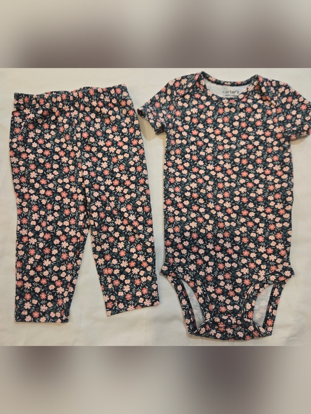 Carter - Floral Onesie & Legging Set - (6-9M)